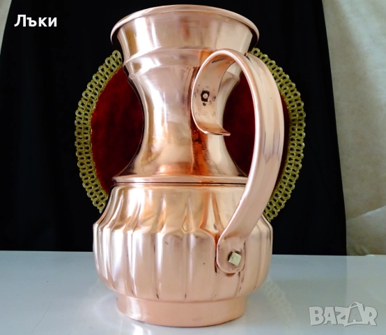 Медна кана,кована чиста червена мед 1.2 л. , снимка 3 - Антикварни и старинни предмети - 51514773