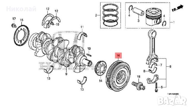 НОВА Демпферна шайба колянов вал Honda 1.6 i-DTEC, снимка 2 - Части - 46190514