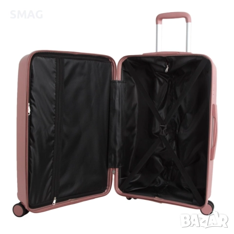 Куфар с колелца 58л, розов_1233329, снимка 8 - Куфари - 52189299