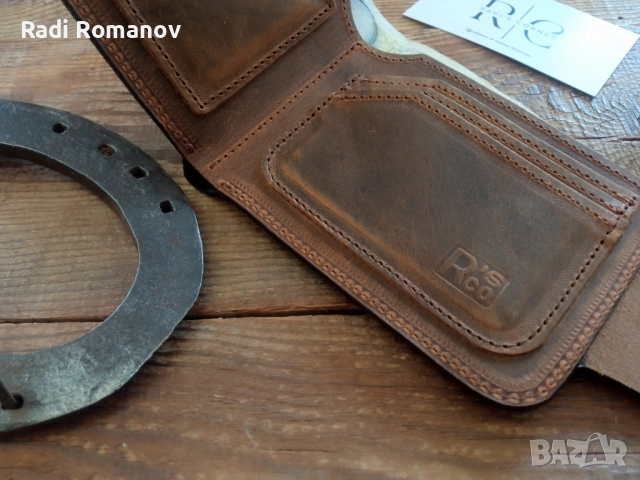 Ръчно изработен мъжки кожен портфейл , снимка 4 - Портфейли, портмонета - 52404473