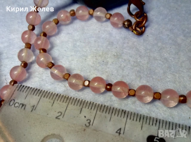 РАЗКОШНА ОРНАМЕНТИРАНА МЕДНА ОГЪРЛИЦА с РОЗОВ КВАРЦ РЕТРО АРТ БИЖУ 41793, снимка 9 - Колиета, медальони, синджири - 51371662