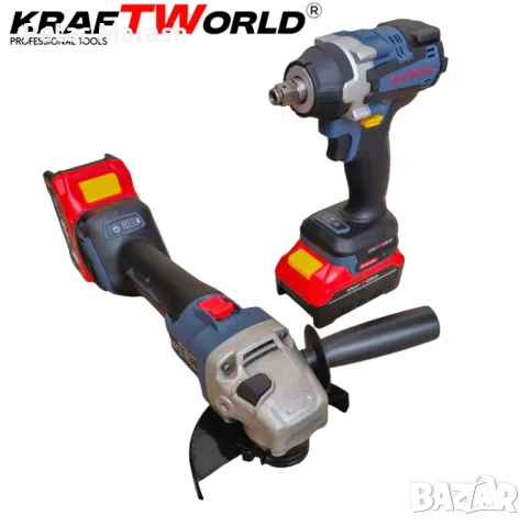 Акумулаторен Комплект Гайковерт и Ъглошлайф125мм Kraftworld, снимка 2 - Други инструменти - 50358631