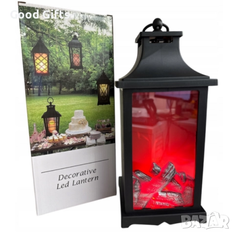 LED декоративен фенер с ефект на жив пламък – безопасна имитация на огън за дом и градина, снимка 2 - Декорация за дома - 52339628