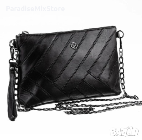 Модерна дамска чанта от ест. к. в елегантен дизайн с метлна дръжка за рамо тип синджир 32/20см , снимка 2 - Чанти - 44995709