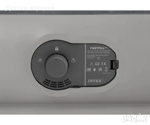 Надуваем матрак Intex, 152x203x30 см, USB помпа, Fiber-Tech, сив, снимка 3 - Надуваеми легла - 49927199