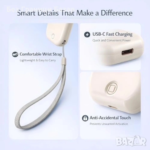 Нов джобен Преносим мини вентилатор USB-C 11000RPM 5 степени скорости USB-C, снимка 6 - Друга електроника - 53887838