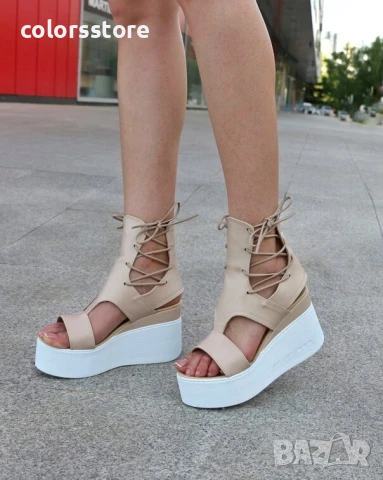 Сандали на платформа - бежова кожа с бяло ходило - 3420

, снимка 2 - Сандали - 50812042