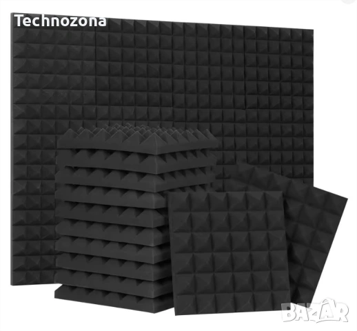 24 бр. пирамидални акустични панели 30×30×5 см Акустична пяна Шумоабсорбираща, снимка 13 - Други - 53406668