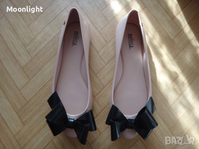 Melissa Пастелнорозови гумени пантофки с панделка 37 номер (силиконови балеринки), снимка 2 - Дамски ежедневни обувки - 52537460