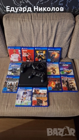 Playstation 4 slim + 12 игри и 2 джойстика