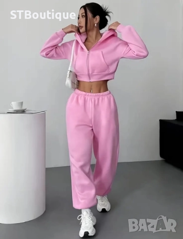 🩷🤍🩵🩶Дамски ежедневен комплект – Суичър с паднали рамене + Джогър панталон🩷🤍🩵🩶, снимка 7 - Спортни екипи - 52424377