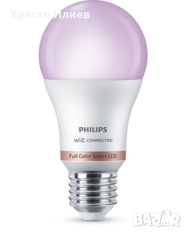 Смарт LED Kрушка Philips WIZ Димируема RGB Е27 60W 2200-6500К, снимка 2 - Лед осветление - 46169433