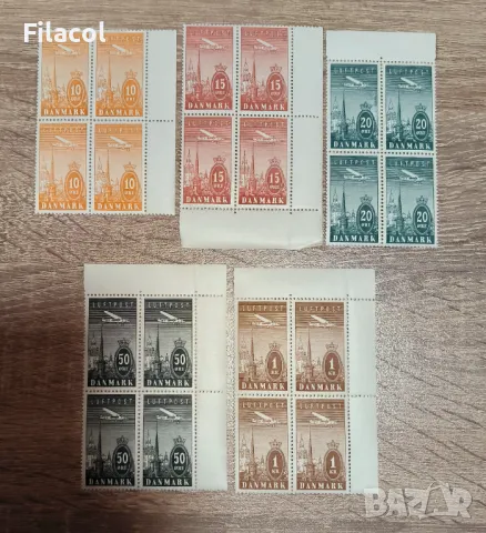 Дания 1934 г. Въздушна поща пълна серия MNH карета, снимка 3 - Филателия - 50212069