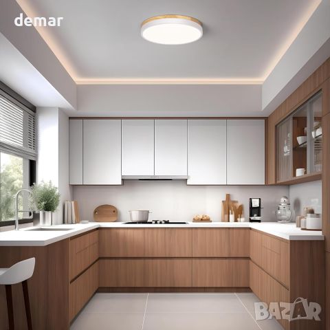 Плафон Vikaey 30 см, бял, LED лампа за спалня, кухня, хол, коридор, антре 4000K 24W, снимка 6 - Лед осветление - 45745643