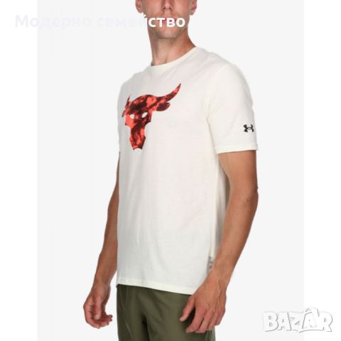 Мъжка тениска under armour x project rock brahma bull tee white red, снимка 3 - Тениски - 46649666