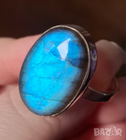 Космически сребърен пръстен с голям лабрадорит , снимка 8 - Пръстени - 51386997