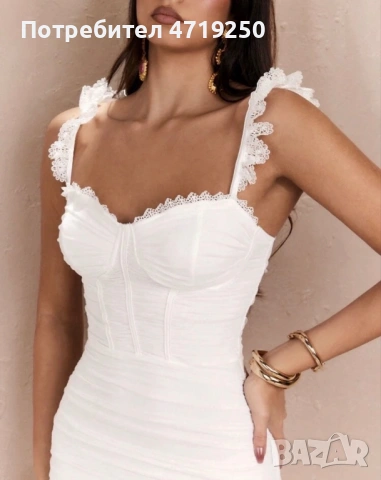Елегантна бяла рокля , снимка 4 - Рокли - 53234985