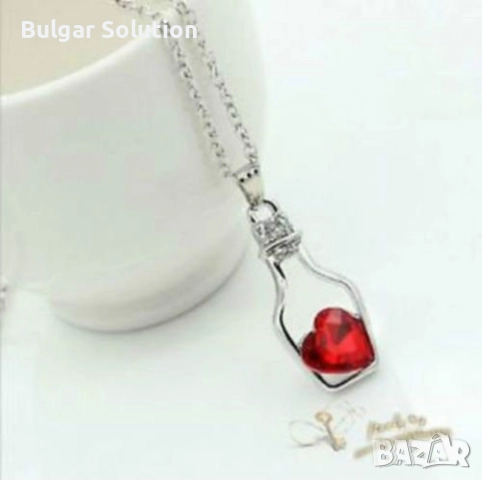 ❤️Кристално Сърце в бутилка - колие, снимка 3 - Колиета, медальони, синджири - 52598168