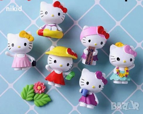 6 бр Hello Kitty Коте Кити малки Пластмасови PVC сет фигурки играчки за торта украса играчка фигурка, снимка 2 - Фигурки - 40841760