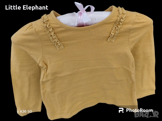 Блузка с дълъг ръкав за 2-3 год мом горчица с къдрички,Англия/нова