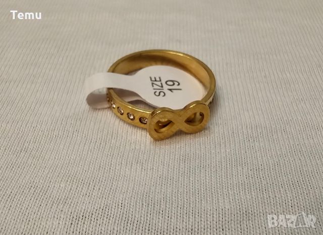 Дамски пръстен от медицинска стомана с камъни цирконии Безкрайност, снимка 1 - Пръстени - 46410461