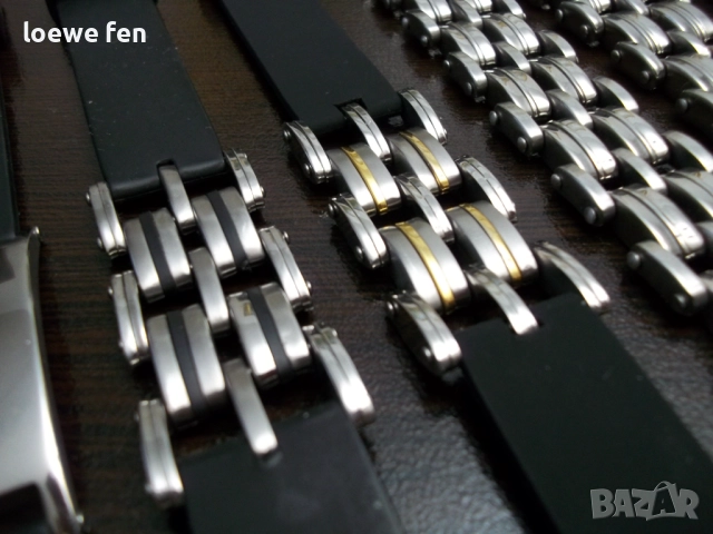 Мъжки гривни стомана и стомана със силикон !, снимка 3 - Гривни - 52369954