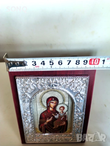 Посребрена Иконка Дева Мария С Младенеца, снимка 6 - Икони - 54020023