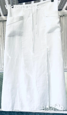 Екстравагантна ленена пола NUVOLA Италия, снимка 3 - Поли - 51228026