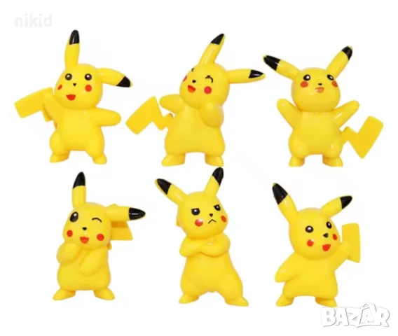 6 Пикачу от Покемон пластмасови фигурки фигурка за игра и украса торта декор топери, снимка 2 - Фигурки - 50075943