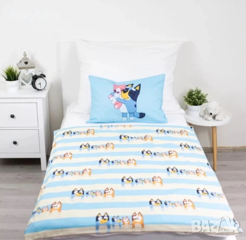 Детски спален комплект от 2 части Bluey Блуи, спално бельо – за кошара/малко легло 100х135 см, снимка 3 - Спално бельо и завивки - 54223583