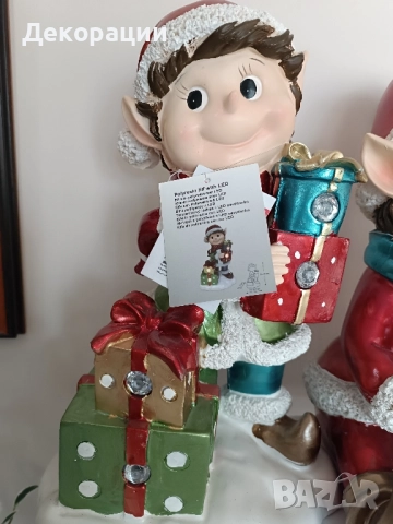 Нови керамични светещи Коледни елфи джуджета , снимка 2 - Коледни подаръци - 52162601