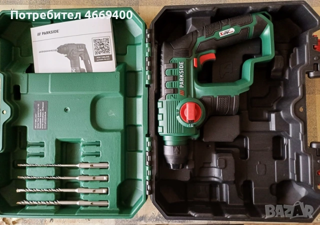 Перфоратор Parkside PBHA 12 A1 и бързо зарядно с батерия, снимка 2 - Бормашини - 53221462