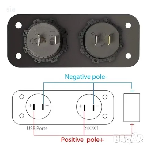 Панел за табло с Волтметър и 2бр. USB порта 4.2А с 12V изход гнездо за запалка, 10.5 x 4.2 x 5 cm, снимка 4 - Аксесоари и консумативи - 48174954