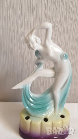 Танцуваща дама с воал Фигурка на цвете жаба Арт Нуво, снимка 3 - Колекции - 53866322