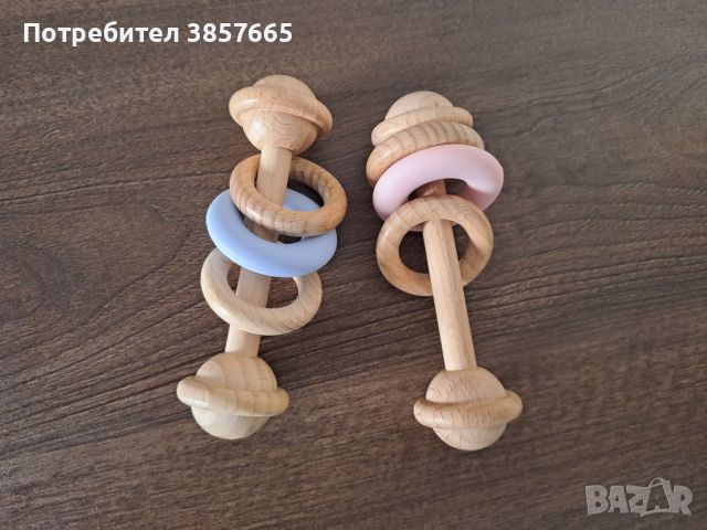 Дървени бебешки гризалки дрънкалки залъгалки, снимка 2 - Дрънкалки и чесалки - 45697905