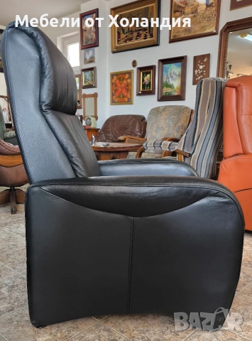 Механичен релакс фотьойл с естествена кожа, снимка 6 - Дивани и мека мебел - 53769957