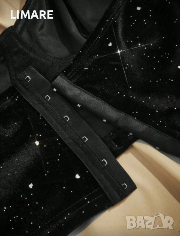 Луксозен кадифен черен топ, снимка 4 - Корсети, бюстиета, топове - 53815555