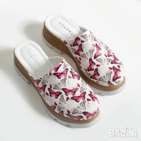 Анатомични чехли на платформа от естествена кожа | Марка Tuasolea, снимка 1