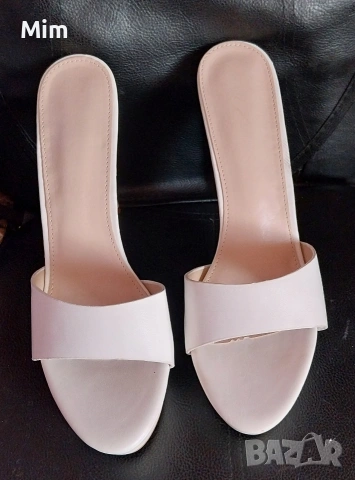 42 Бели дамски чехли с платформа 3 см. с ток 12 см , снимка 4 - Маратонки - 53657962