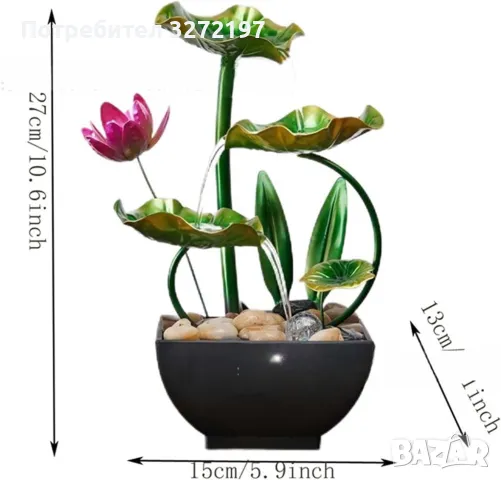 USB 3-степенен релаксиращ настолен,светлинен водопад-фонтан, снимка 7 - Декорация за дома - 48786016