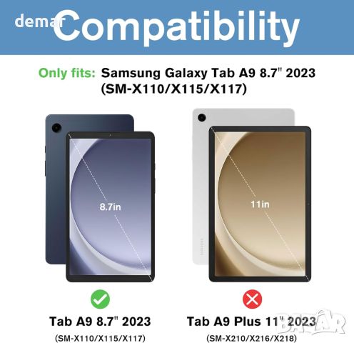 Калъф с клавиатура ProCase за Galaxy Tab A9 8,7 инча 2023 г., SM-X110/X115/X117- черен, снимка 2 - Таблети - 46009727