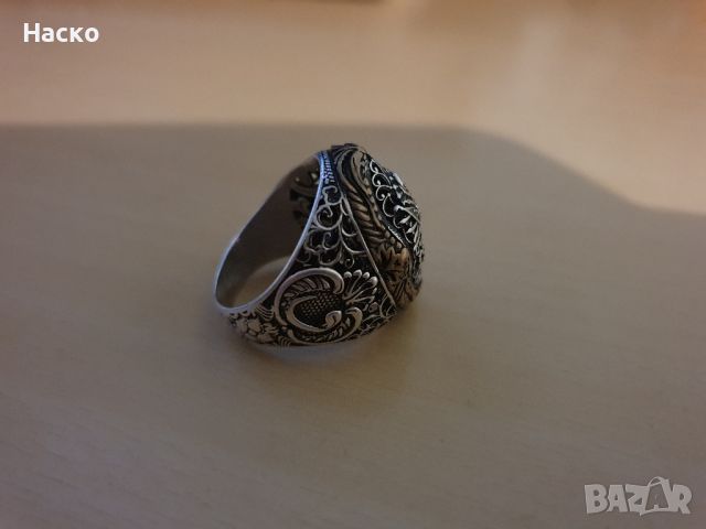 Османски военен Сребърен пръстен 925, снимка 3 - Антикварни и старинни предмети - 45845524