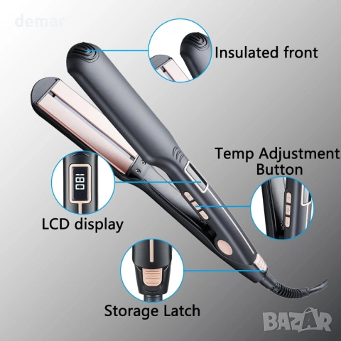 2-в-1 преса за коса и маша с инфрачервена защита, PTC керамични нагревателни плочи, снимка 7 - Преси за коса - 53900783
