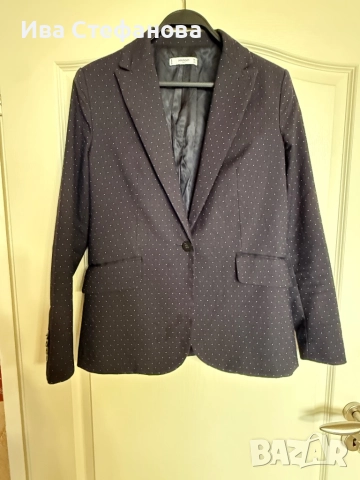 Уникално елегантно женствено сако Mango черно на бели точки , снимка 4 - Сака - 52484441