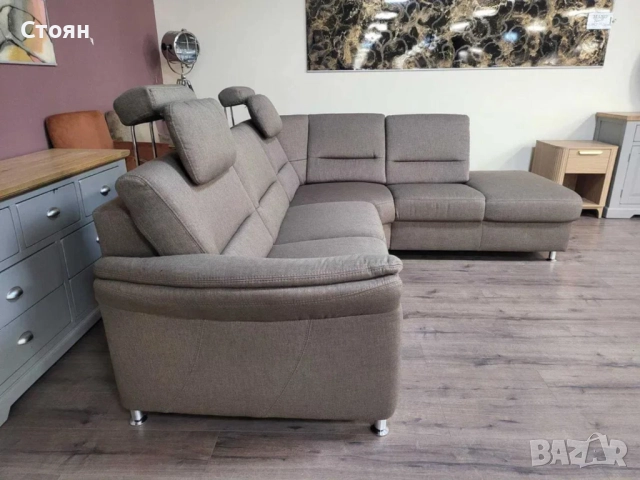 ПРОМОЦИЯ!!!Светло кафяв ъглов диван от плат, снимка 6 - Дивани и мека мебел - 52826684