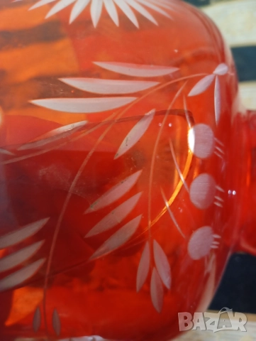 Стъклена купа тип бохемия, снимка 3 - Антикварни и старинни предмети - 52446233