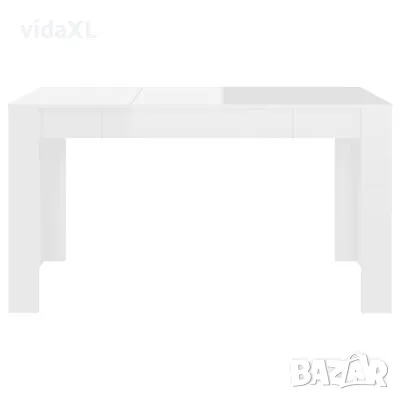 vidaXL Трапезна маса, бял гланц, 140x74,5x76 см, инженерно дърво（SKU:804208）, снимка 5 - Маси - 48919415