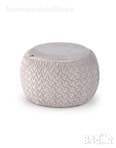 Табуретка с място за съхранение Bono — велур — сива — ø54 см, снимка 4 - Дивани и мека мебел - 54233961