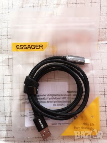 USB кабел ESSAGER за супер бързо зареждане type C 100W, с индикатор, снимка 4 - Резервни части за телефони - 45982510