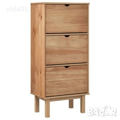 vidaXL Шкаф за обувки OTTA с 3 чекмеджета, кафяв, бор масив）SKU:351309, снимка 1 - Шкафове - 46166738